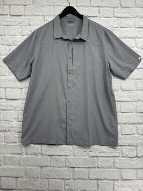 COSTA Hybrid Tech Button Down Shirt 2XL Storm Grey Heather Short Sleeve Fishing